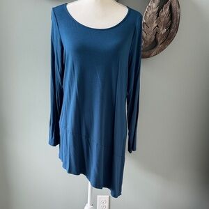 Eileen Fisher Blue Asymmetrical Long Sleeve Tunic XL